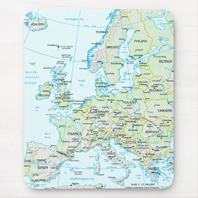 Alfombrilla De Ratón Mapa Mousepad de Europa (Frente)
