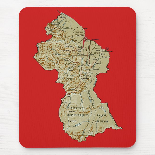 Alfombrilla De Ratón Mapa Mousepad de Guyana (Frente)
