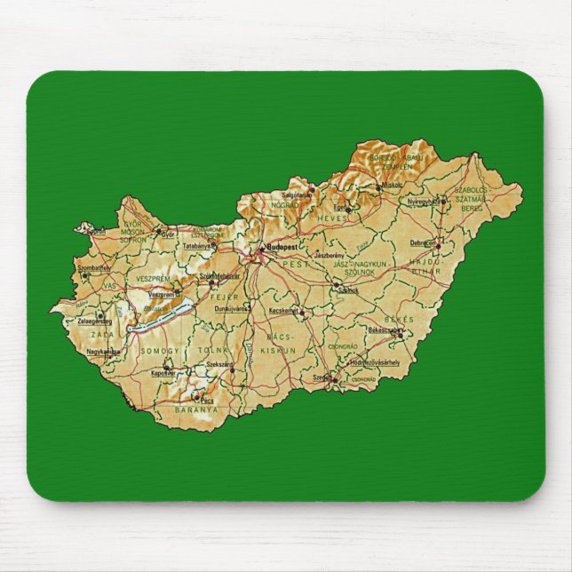 Alfombrilla De Ratón Mapa Mousepad de Hungría (Frente)