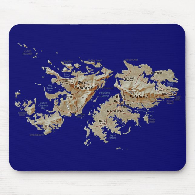 Alfombrilla De Ratón Mapa Mousepad de Islas Malvinas (Frente)