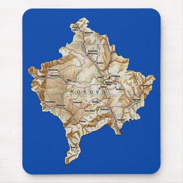 Alfombrilla De Ratón Mapa Mousepad de Kosovo (Frente)