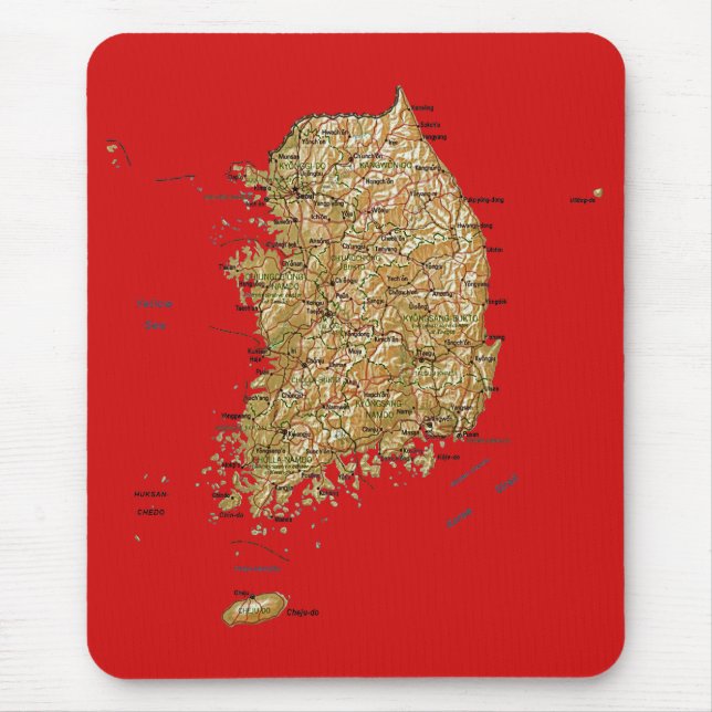 Alfombrilla De Ratón Mapa Mousepad de la Corea del Sur (Frente)