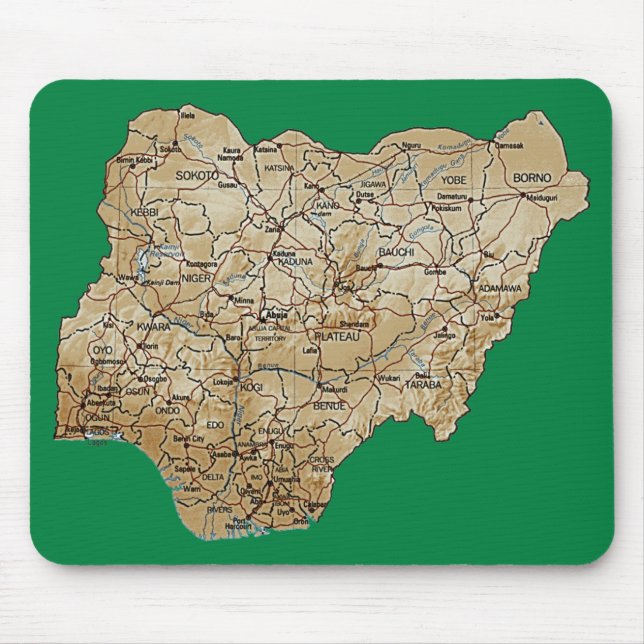 Alfombrilla De Ratón Mapa Mousepad de Nigeria (Frente)