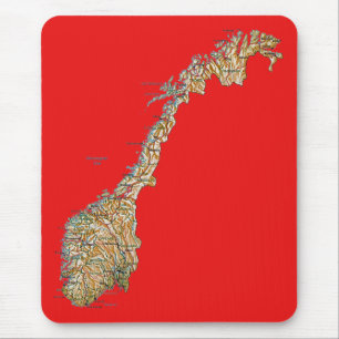 Alfombrilla De Ratón Mapa Mousepad de Noruega