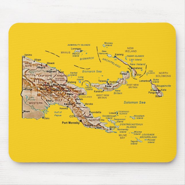 Alfombrilla De Ratón Mapa Mousepad de Papúa Nueva Guinea (Frente)