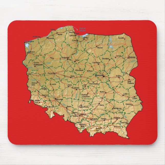 Alfombrilla De Ratón Mapa Mousepad de Polonia (Frente)