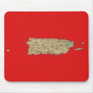 Alfombrilla De Ratón Mapa Mousepad de Puerto Rico