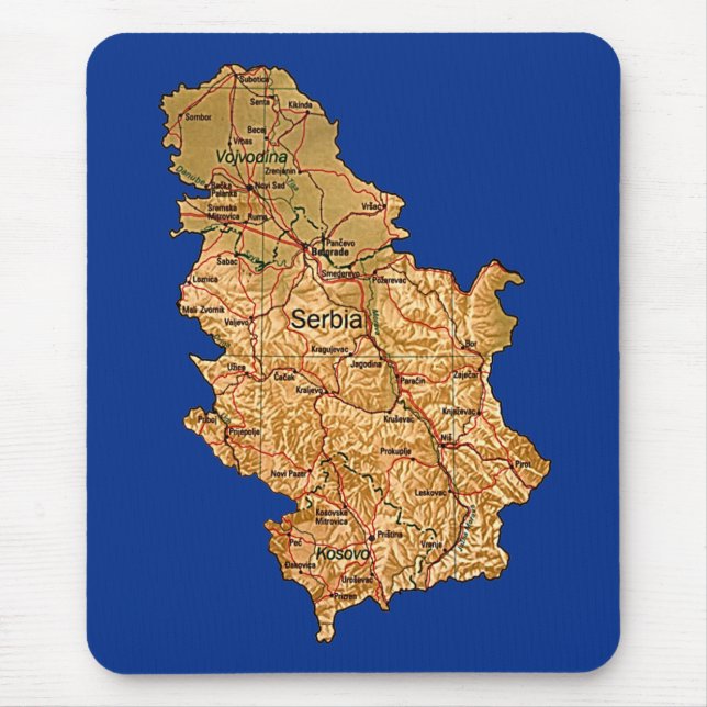 Alfombrilla De Ratón Mapa Mousepad de Serbia (Frente)