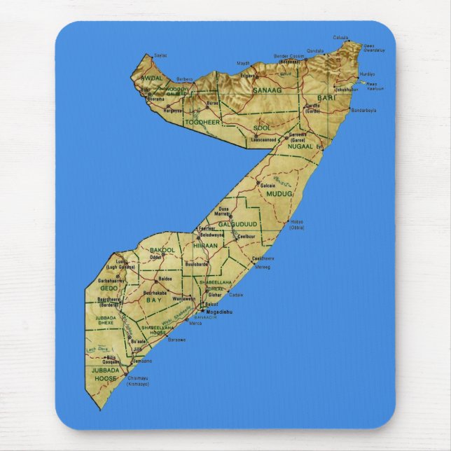 Alfombrilla De Ratón Mapa Mousepad de Somalia (Frente)