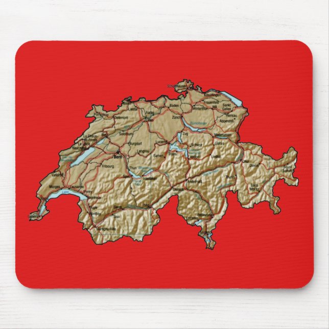 Alfombrilla De Ratón Mapa Mousepad de Suiza (Frente)
