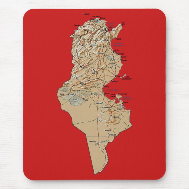Alfombrilla De Ratón Mapa Mousepad de Túnez (Frente)