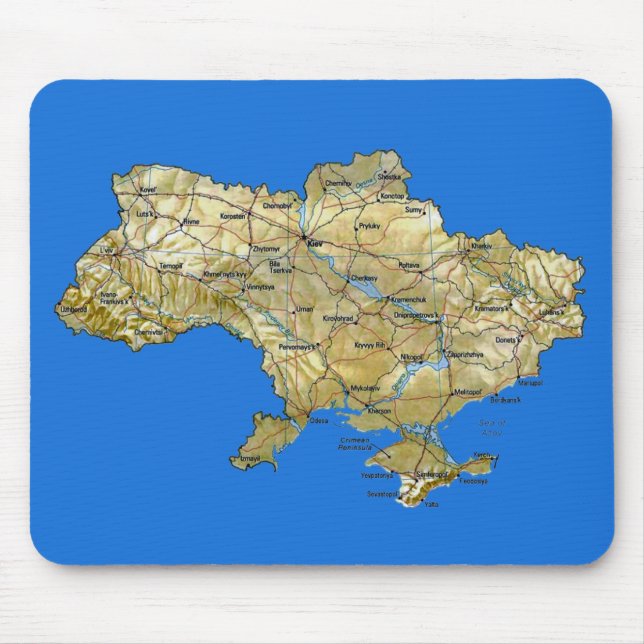 Alfombrilla De Ratón Mapa Mousepad de Ucrania (Frente)