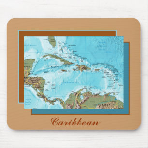 Alfombrilla De Ratón Mapa Mousepad del Caribe