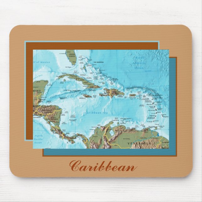 Alfombrilla De Ratón Mapa Mousepad del Caribe (Frente)