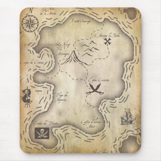 Alfombrilla De Ratón Mapa Mousepad del pirata (Frente)