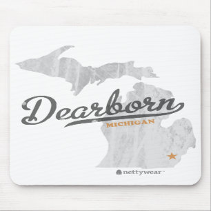 Alfombrilla De Ratón Mapa Mousepad retro de Dearborn Michigan