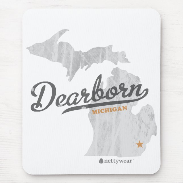 Alfombrilla De Ratón Mapa Mousepad retro de Dearborn Michigan (Frente)