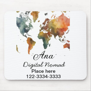 Alfombrilla De Ratón Mapa mundial agregar texto con nombre lugar ciudad