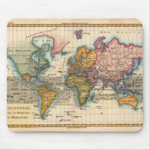 Alfombrilla De Ratón Mapa Mundial Antiguo Siglo XVIII 