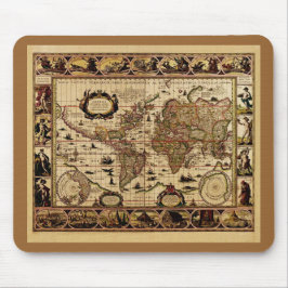 Alfombrilla De Ratón Mapa mundial de 1635 de Willem Blaeu Mousepad