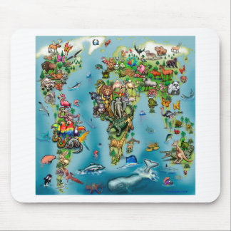 Alfombrilla De Ratón Mapa mundial de animales