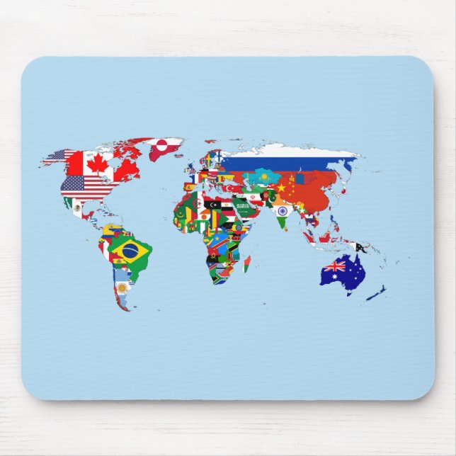 Alfombrilla De Ratón Mapa Mundial de Banderas Mousepad (Frente)