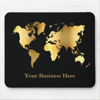Alfombrilla De Ratón Mapa mundial de oro y negro
