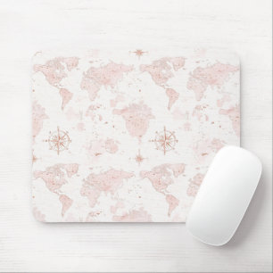 Alfombrilla De Ratón Mapa Mundial Rosa