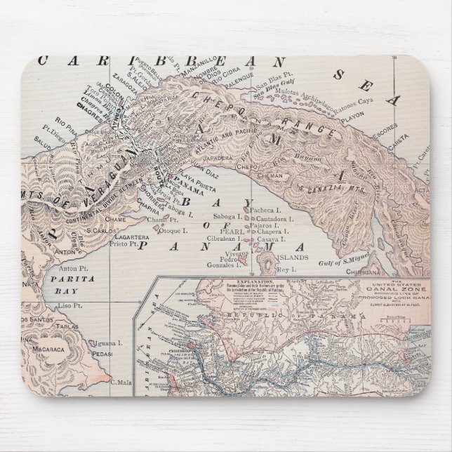 ALFOMBRILLA DE RATÓN MAPA: PANAMÁ, 1907 (Frente)