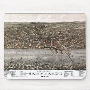 Alfombrilla De Ratón Mapa pictórico Cleveland - Ohio - 1877
