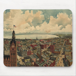Alfombrilla De Ratón Mapa pictórico vintage de Milwaukee WI (1898)