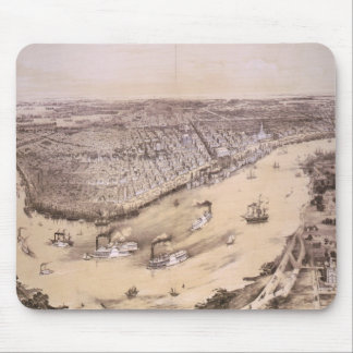 Alfombrilla De Ratón Mapa pictórico vintage de Nueva Orleans (1851)