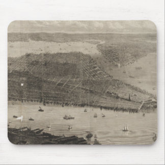 Alfombrilla De Ratón Mapa pictórico vintage de Nueva York (1876)