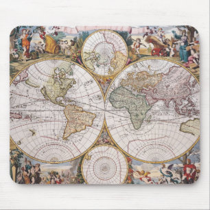 Alfombrilla De Ratón Mapa polar del hemisferio doble