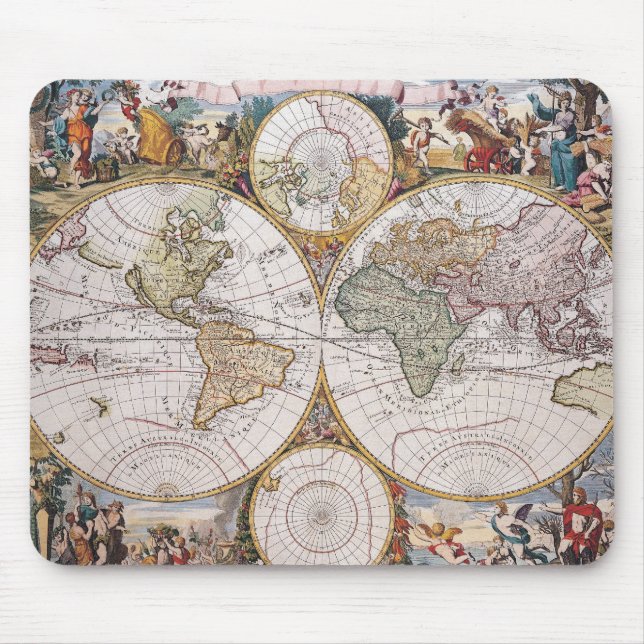 Alfombrilla De Ratón Mapa polar del hemisferio doble (Frente)