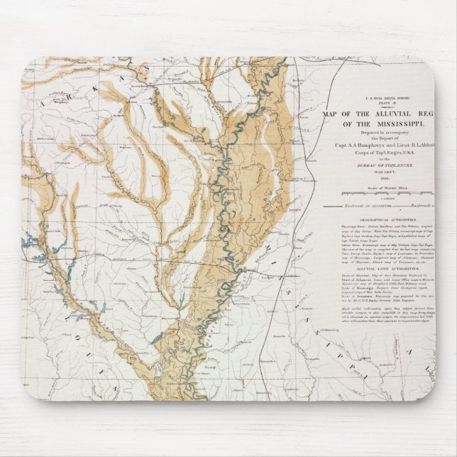 ALFOMBRILLA DE RATÓN MAPA: RÍO MISISIPI, 1861 (Frente)