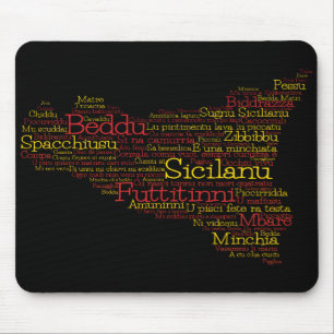 Alfombrilla De Ratón Mapa siciliano de arte de palabra