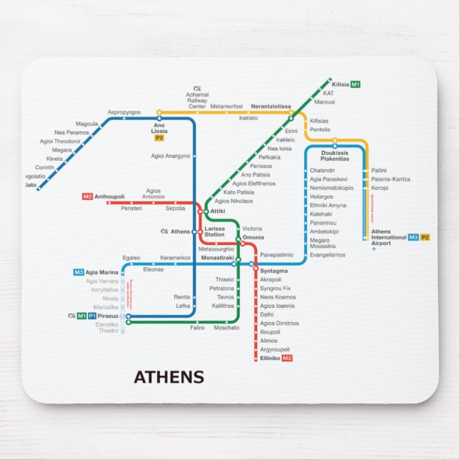 Alfombrilla De Ratón Mapa subterráneo Mousepad de Atenas (Frente)