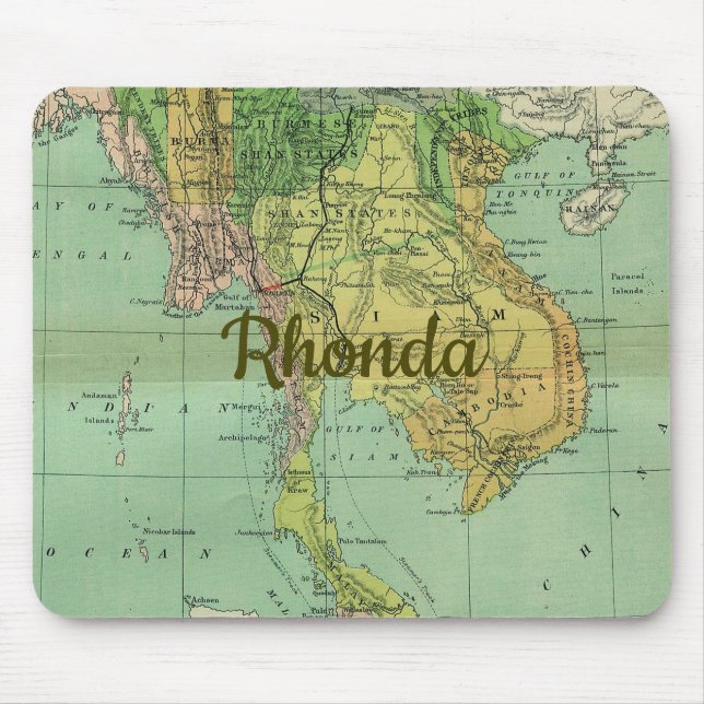 Alfombrilla De Ratón Mapa temprano de Tailandia Siam (Frente)