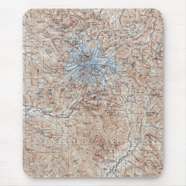 Alfombrilla De Ratón Mapa topográfico Washington del Monte Rainier del (Frente)