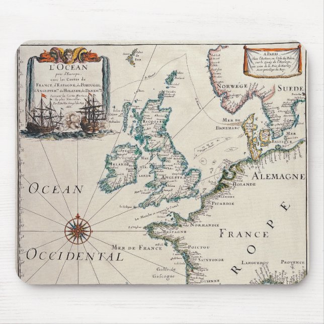 Alfombrilla De Ratón Mapa viejo de Europa occidental (Frente)