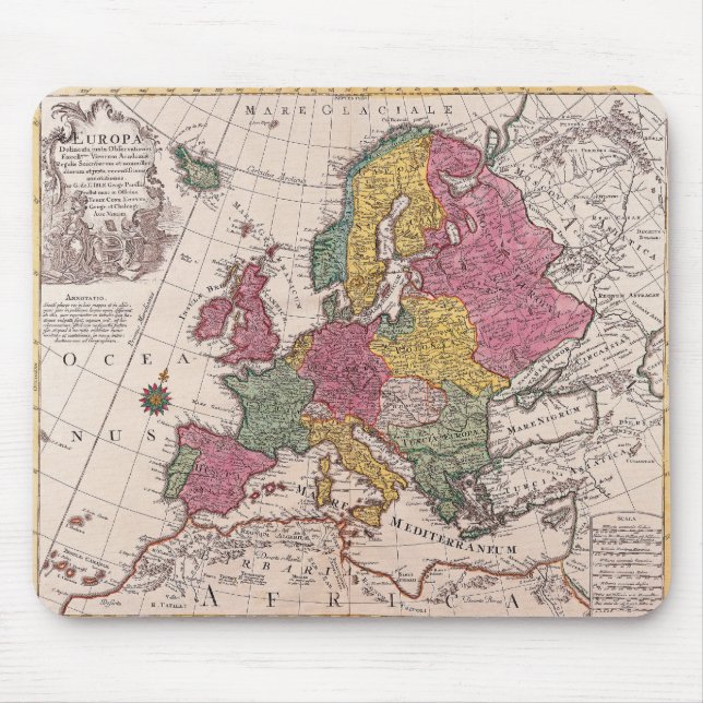Alfombrilla De Ratón Mapa viejo Europa (Frente)
