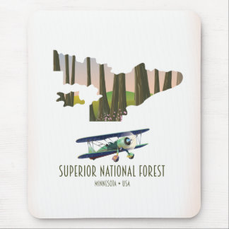 Alfombrilla De Ratón Mapa vintage del bosque nacional Superior Minnesot