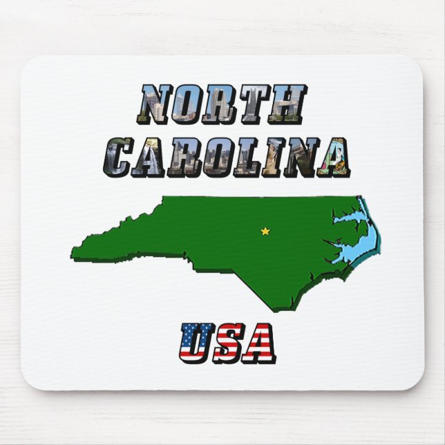 Alfombrilla De Ratón Mapa y texto de Carolina del Norte (Frente)