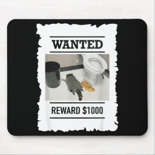 Alfombrilla De Ratón Mapache Borracho Divertido Recompensa Deseada $100