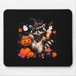Alfombrilla De Ratón Mapache bruja de otoño mapache de Halloween bebien