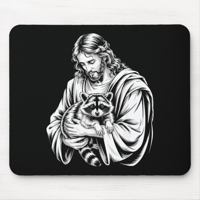Alfombrilla De Ratón Mapache de basura Jesús Mapache Mapache destrozado (Frente)