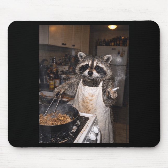 Alfombrilla De Ratón Mapache divertido de cocina retro meme de mapache  (Frente)