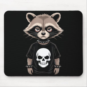 Alfombrilla De Ratón Mapache Emo Oscuro Con Estilo Punk Cráneo Alternat
