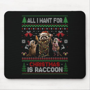 Alfombrilla De Ratón Mapache Feo De Navidad Todo Lo Que Quiero Para Nav
